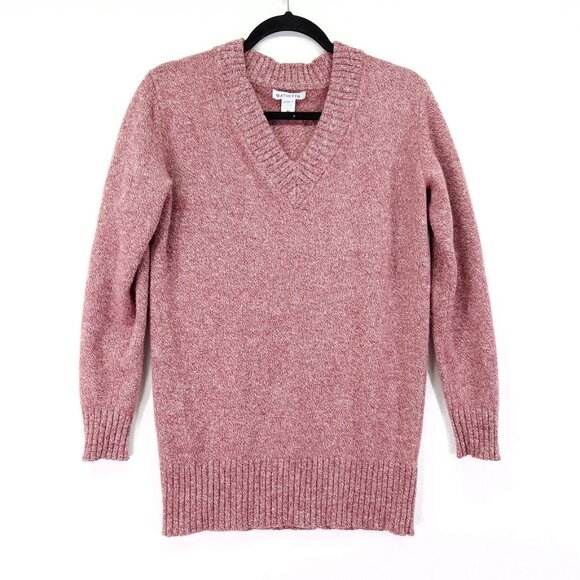 Athleta Vital Wool Cashmere V-Neck Tunic Sweater Pullover Red Women's XS - Picture 1 of 15
